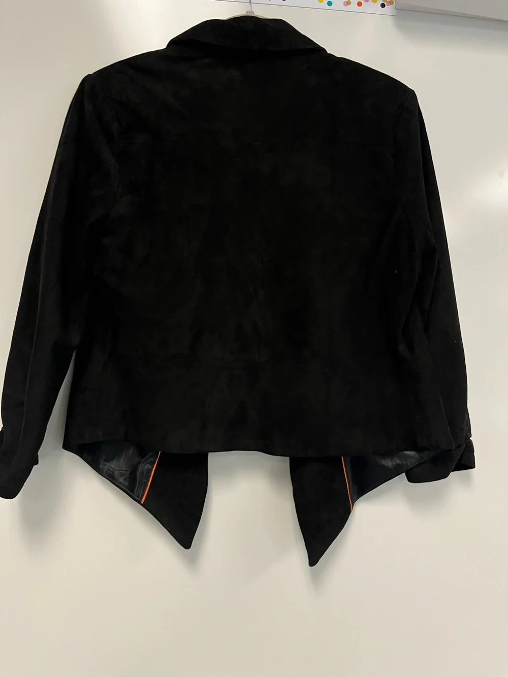 Sylvia Y‎ Mario Black Suede Open-Front Cropped Jacket Sz. M
